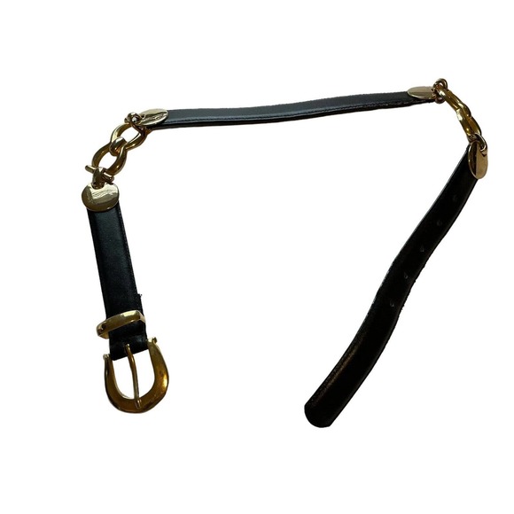 Unbranded Accessories - Belt Black leather womens 1 inch wide with gold accents and buckle 32 long